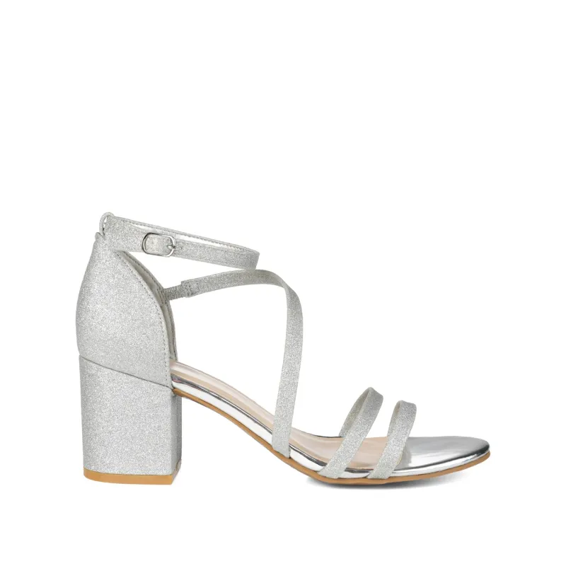 BELLA STRAPPY HEELS IN GLITTER - Silver Glitter sold by Journee Collection