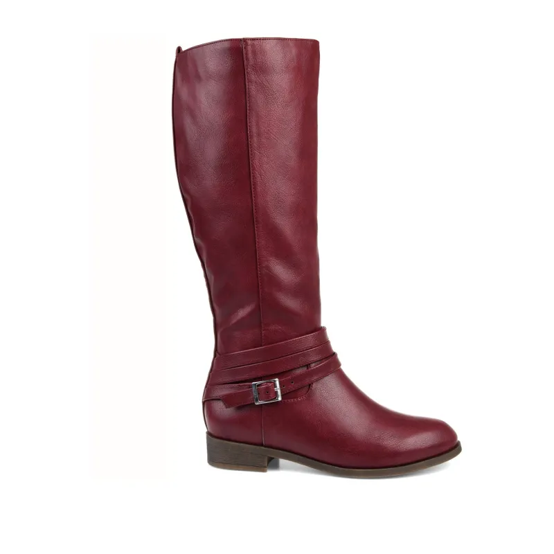 IVIE KNEE HIGH BOOTS IN VEGAN LEATHER - Wine PU sold by Journee Collection