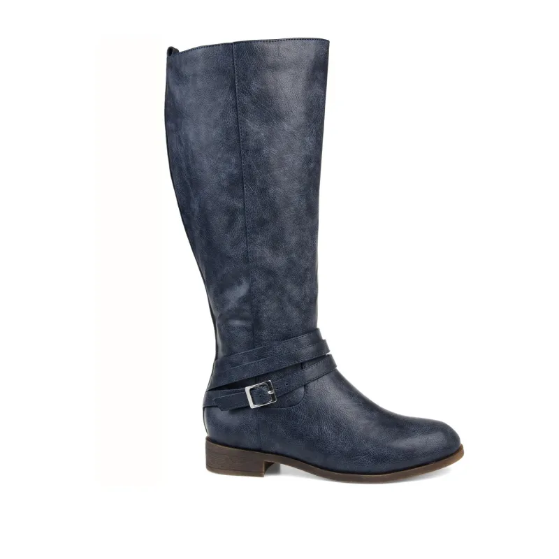IVIE KNEE HIGH BOOTS IN VEGAN LEATHER - Navy PU sold by Journee Collection