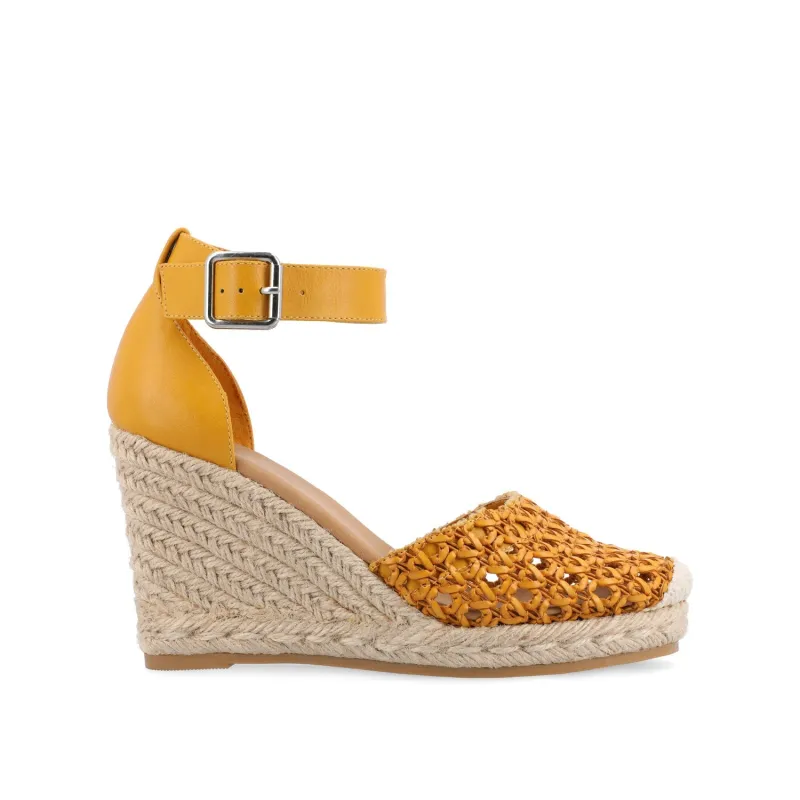 SIERRA WEDGE SANDALS IN VEGAN LEATHER - Mustard1 PU sold by Journee Collection