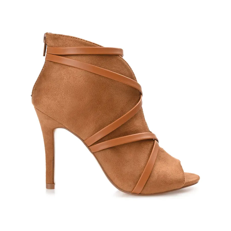 SAMARA STILETTO HEELED BOOTIES IN FAUX SUEDE - Cognac sold by Journee Collection