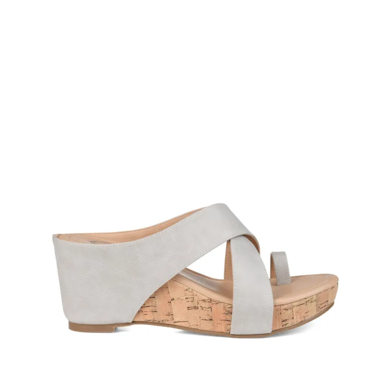 RAYNA WEDGE HEELED SANDAL IN VEGAN LEATHER - Stone sold by Journee Collection