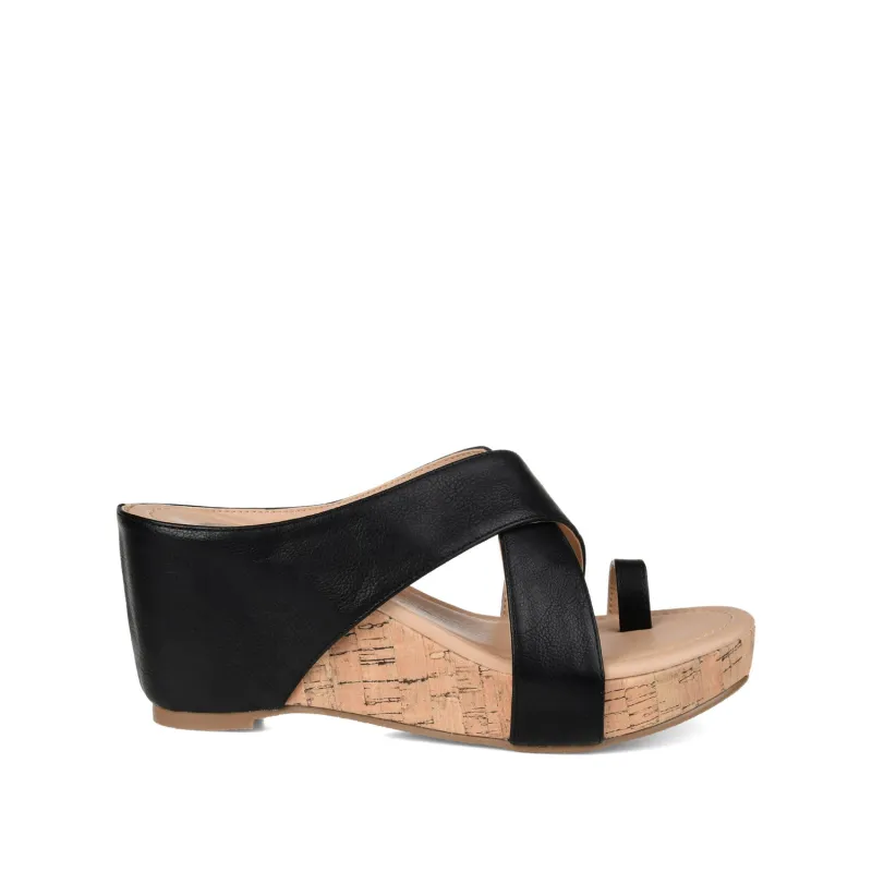 RAYNA WEDGE HEELED SANDAL IN VEGAN LEATHER - Black sold by Journee Collection
