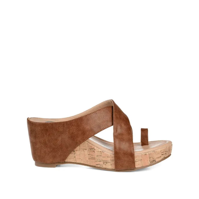RAYNA WEDGE HEELED SANDAL IN VEGAN LEATHER - Brown sold by Journee Collection