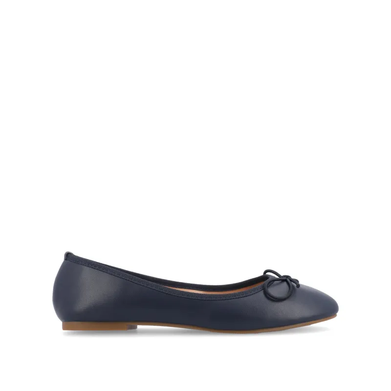 VIKA BALLET FLATS IN VEGAN LEATHER - Navy Nubuck sold by Journee Collection