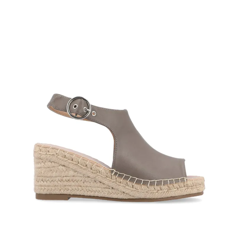 CREW ESPADRILLE WEDGE HEELED SANDALS - Taupe PU sold by Journee Collection