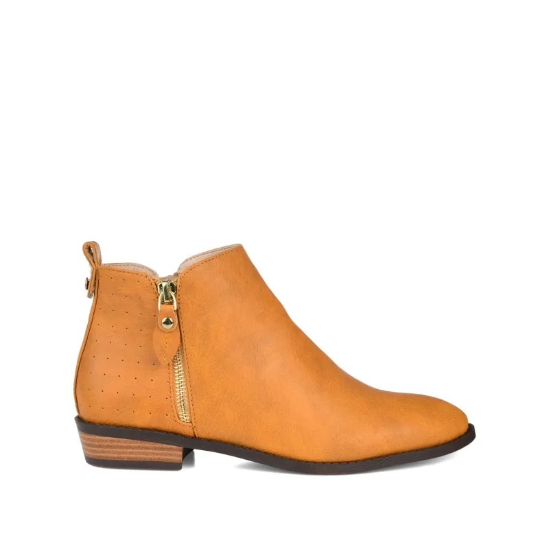 ELLIS ZIP UP BOOTIE IN VEGAN LEATHER - Mustard sold by Journee Collection