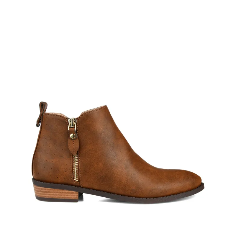 ELLIS ZIP UP BOOTIE IN VEGAN LEATHER - Brown sold by Journee Collection