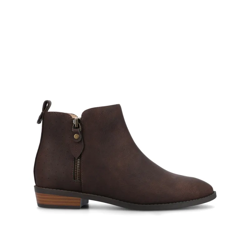 ELLIS ZIP UP BOOTIE IN VEGAN LEATHER - Vintage Chocolate sold by Journee Collection