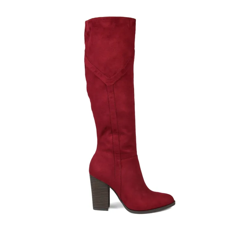 KYLLIE KNEE-HIGH BOOTS IN WIDE CALF - Burgundy Faux Suede sold by Journee Collection
