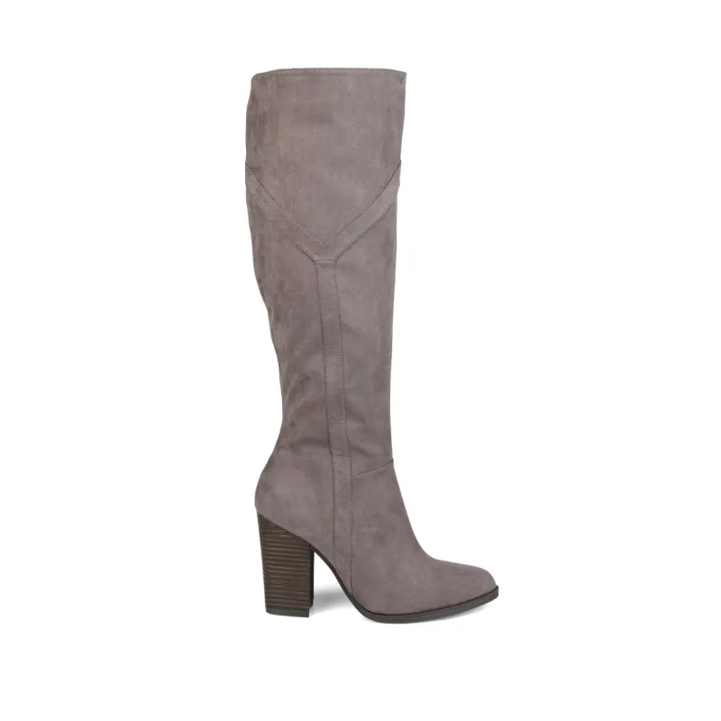 KYLLIE KNEE-HIGH BOOTS IN WIDE CALF - Grey Faux Suede sold by Journee Collection