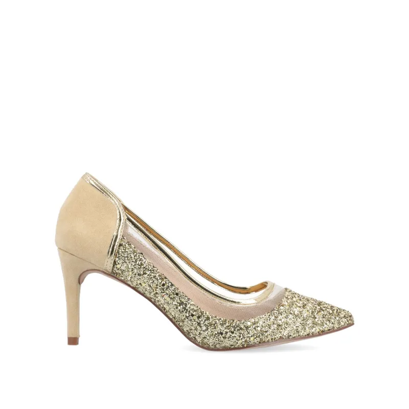 KALANI STILETTO HEELS IN GLITTER MATERIAL - Gold Glitter 2 made by Journee Collection