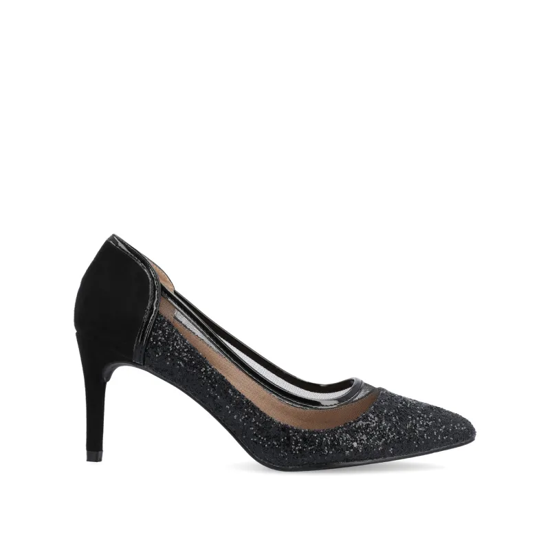 KALANI STILETTO HEELS IN GLITTER MATERIAL - Black sold by Journee Collection