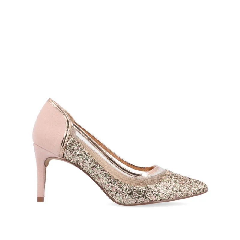 KALANI STILETTO HEELS IN GLITTER MATERIAL - Rose Gold Glitter 2 sold by Journee Collection