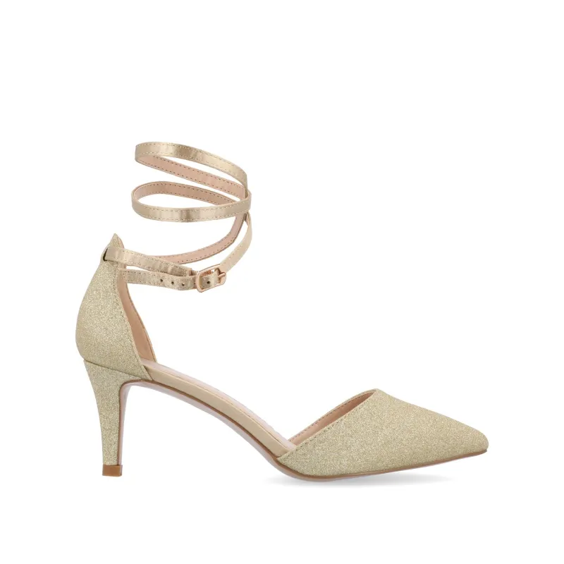 LUELA STILETTO HEELS IN GLITTER - Gold Glitter sold by Journee Collection