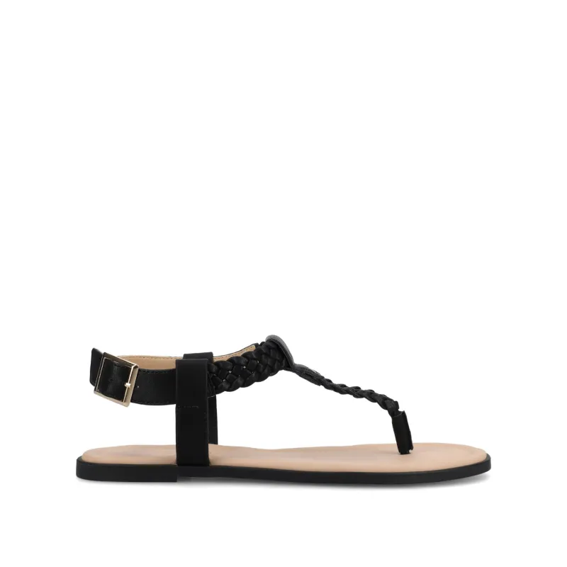 GENEVIVE T-STRAP SANDALS IN VEGAN LEATHER - Black sold by Journee Collection