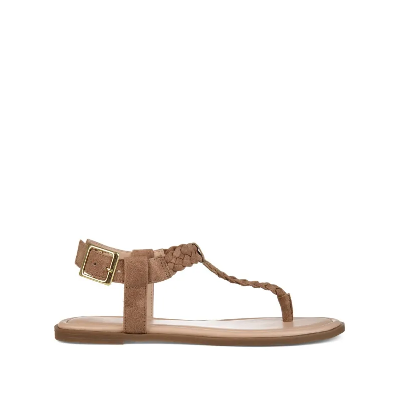 GENEVIVE T-STRAP SANDALS IN VEGAN LEATHER - Brown sold by Journee Collection
