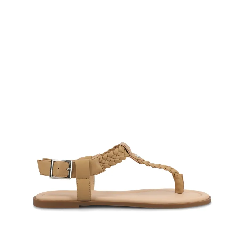 GENEVIVE T-STRAP SANDALS IN VEGAN LEATHER - Tan sold by Journee Collection