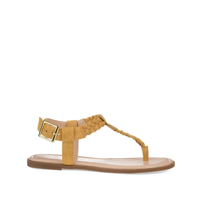 GENEVIVE T-STRAP SANDALS IN VEGAN LEATHER - Mustard2 PU sold by Journee Collection