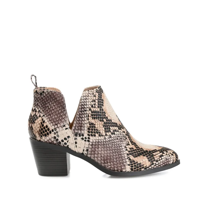 LOLA BLOCK HEELED BOOTIES IN VEGAN LEATHER - Snake sold by Journee Collection