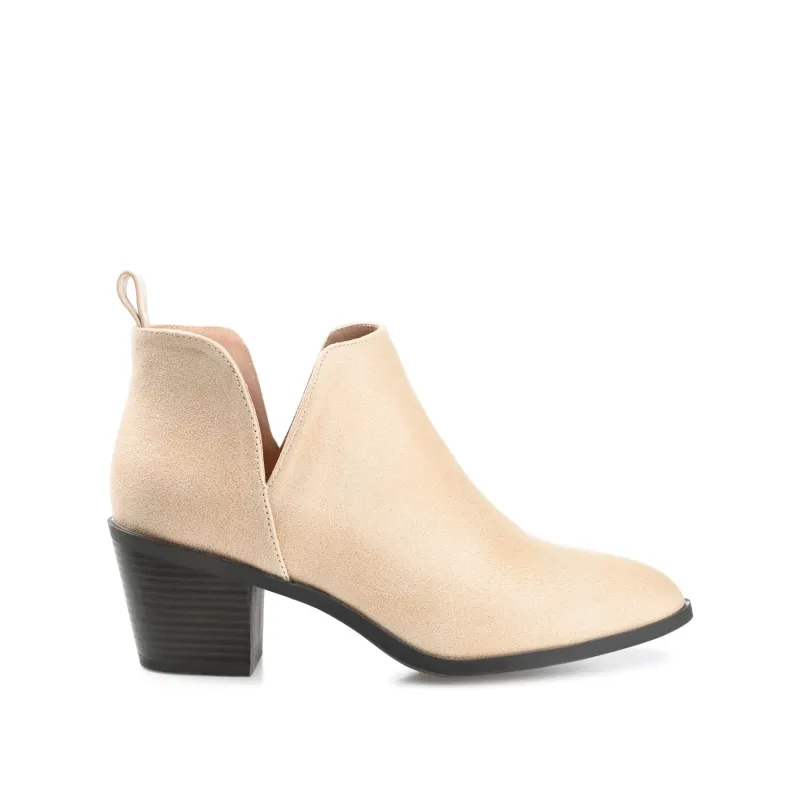 LOLA BLOCK HEELED BOOTIES IN VEGAN LEATHER - Sand sold by Journee Collection