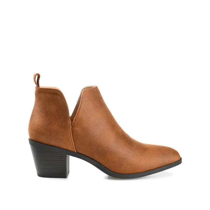 LOLA BLOCK HEELED BOOTIES IN VEGAN LEATHER - Brown sold by Journee Collection