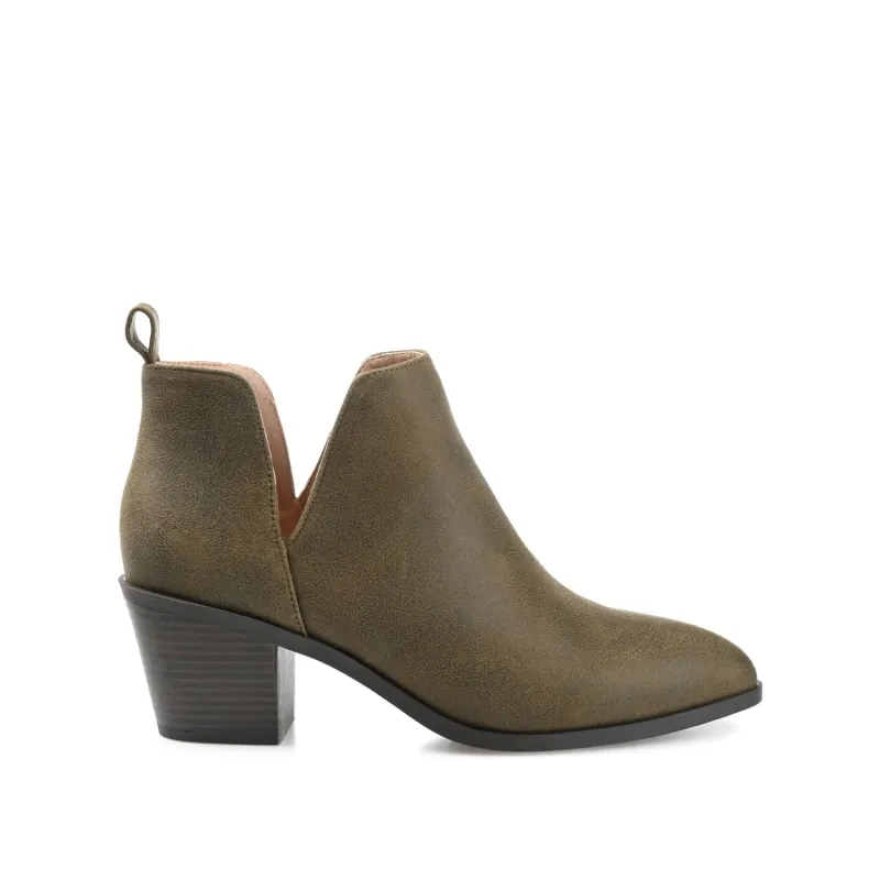 LOLA BLOCK HEELED BOOTIES IN VEGAN LEATHER - Green sold by Journee Collection