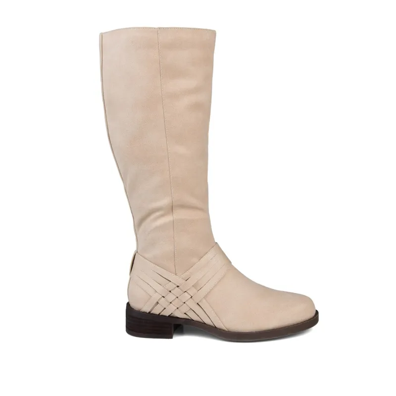MEG RIDING BOOTS IN X-WIDE CALF - Stone PU sold by Journee Collection