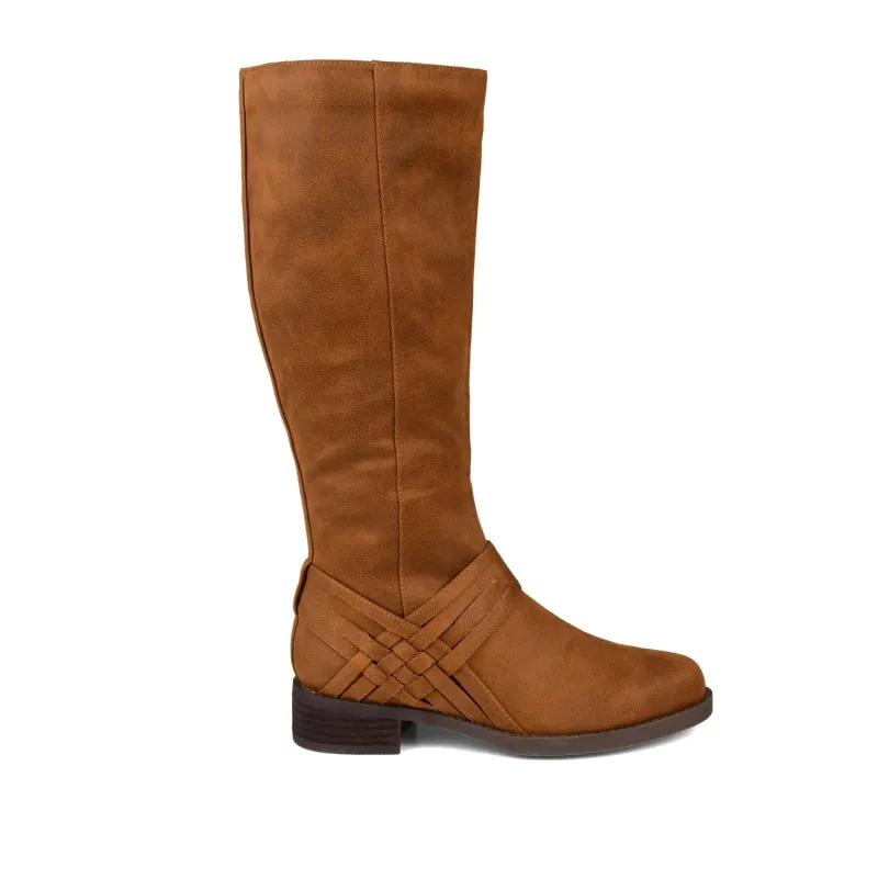 MEG RIDING BOOTS IN X-WIDE CALF - Cognac PU sold by Journee Collection