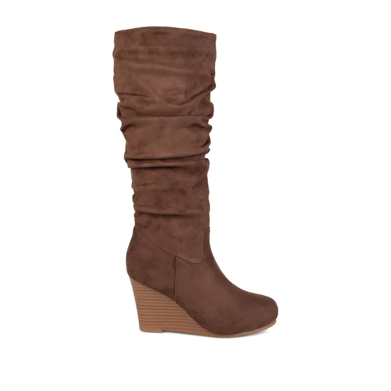 HAZE KNEE HIGH BOOTS IN FAUX SUEDE - Brown sold by Journee Collection