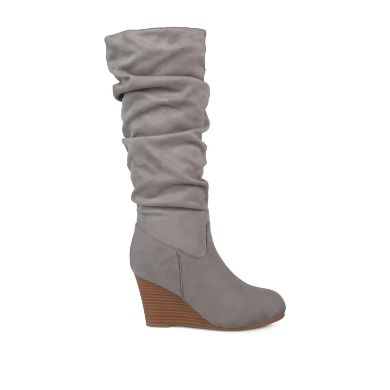HAZE KNEE HIGH BOOTS IN FAUX SUEDE - Grey sold by Journee Collection