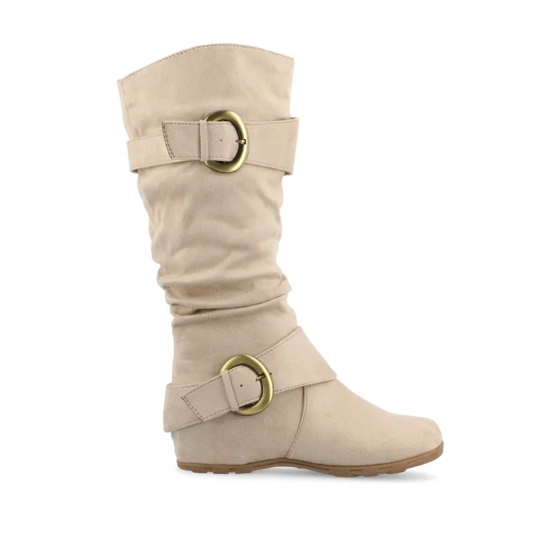 JESTER KNEE HIGH BOOTS IN FAUX SUEDE - Stone Faux Suede sold by Journee Collection