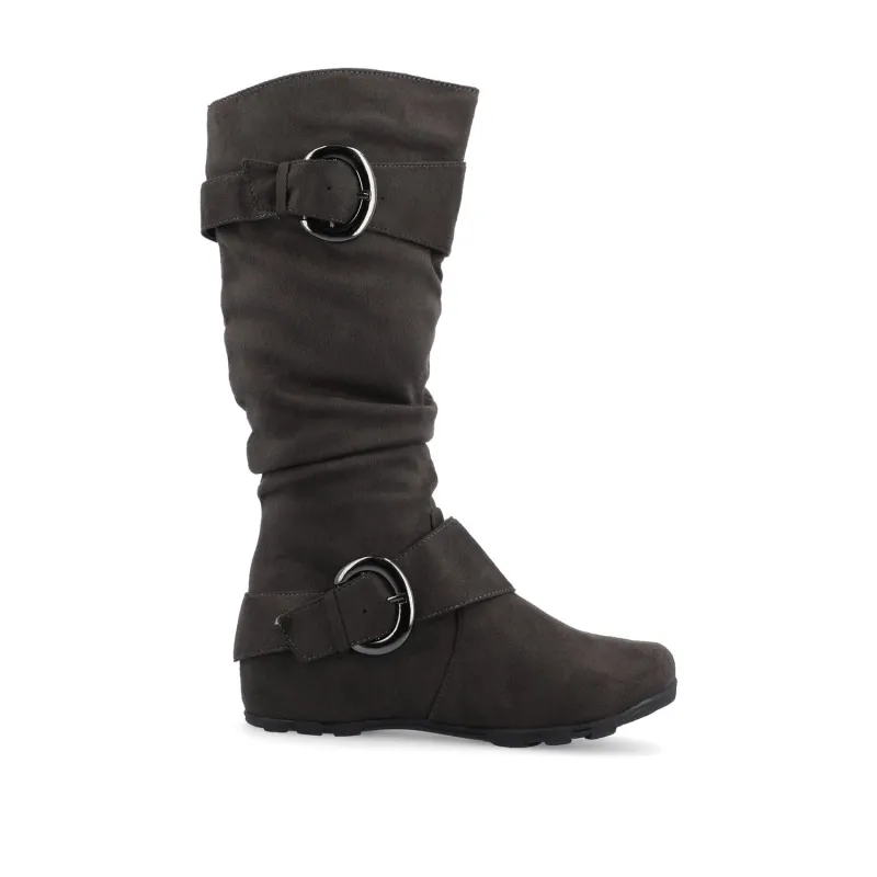 JESTER KNEE HIGH BOOTS IN FAUX SUEDE - Grey Faux Suede sold by Journee Collection