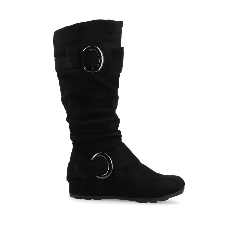 JESTER KNEE HIGH BOOTS IN FAUX SUEDE - Black Faux Suede sold by Journee Collection