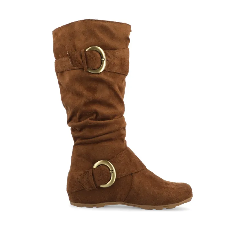 JESTER KNEE HIGH BOOTS IN WIDE CALF - Camel Faux Suede sold by Journee Collection