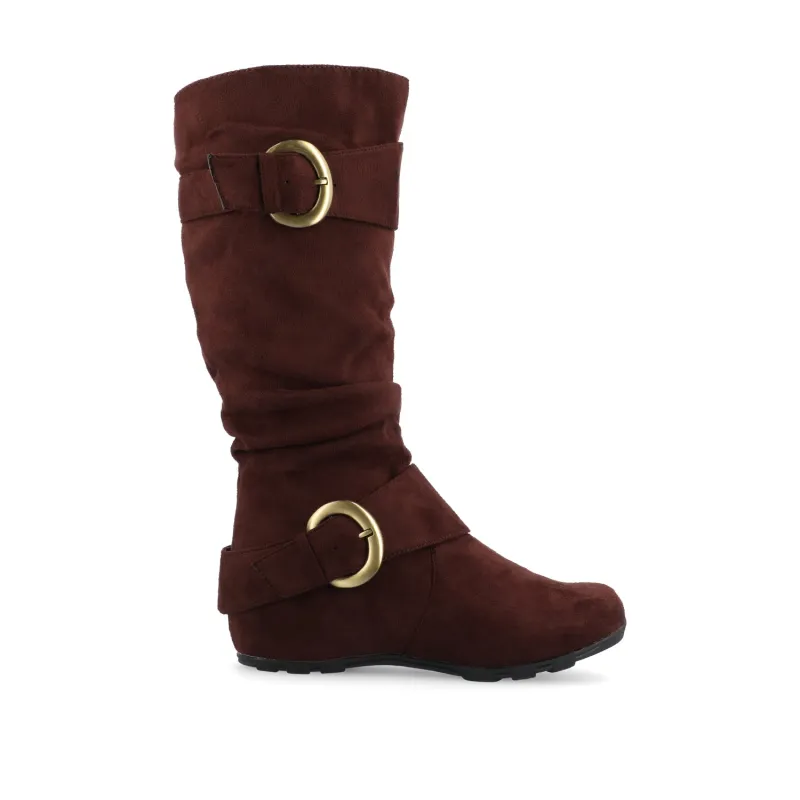 JESTER KNEE HIGH BOOTS IN X-WIDE CALF - Brown Faux Suede sold by Journee Collection
