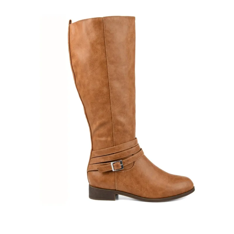 IVIE KNEE HIGH BOOTS IN X-WIDE CALF - Brown PU sold by Journee Collection