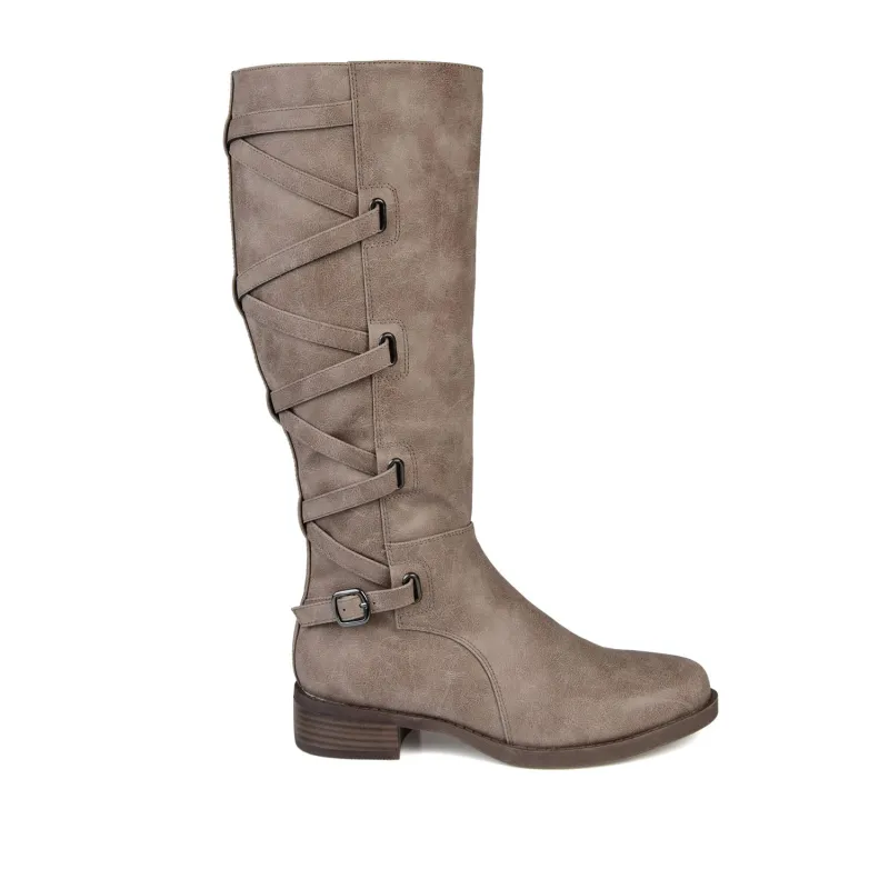 CARLY RIDING BOOTS IN WIDE CALF - Taupe PU sold by Journee Collection