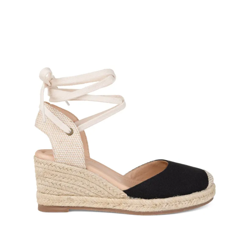MONTE ESPADRILLE WEDGE SANDALS IN CANVAS - Black Fabric sold by Journee Collection