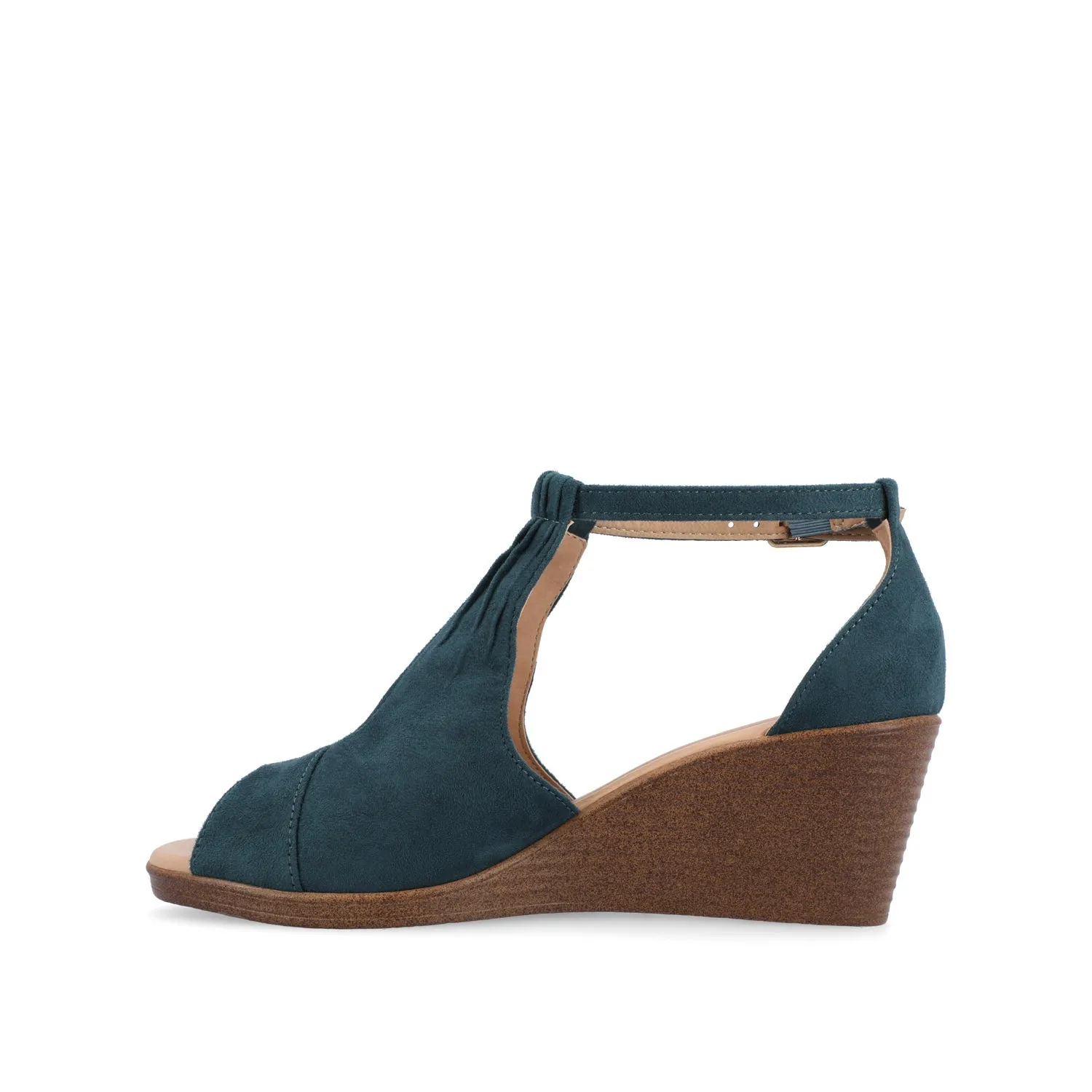KEDZIE WEDGE HEELED SANDALS IN FAUX SUEDE - Blue Faux Suede sold by Journee Collection product image thumbnail 3