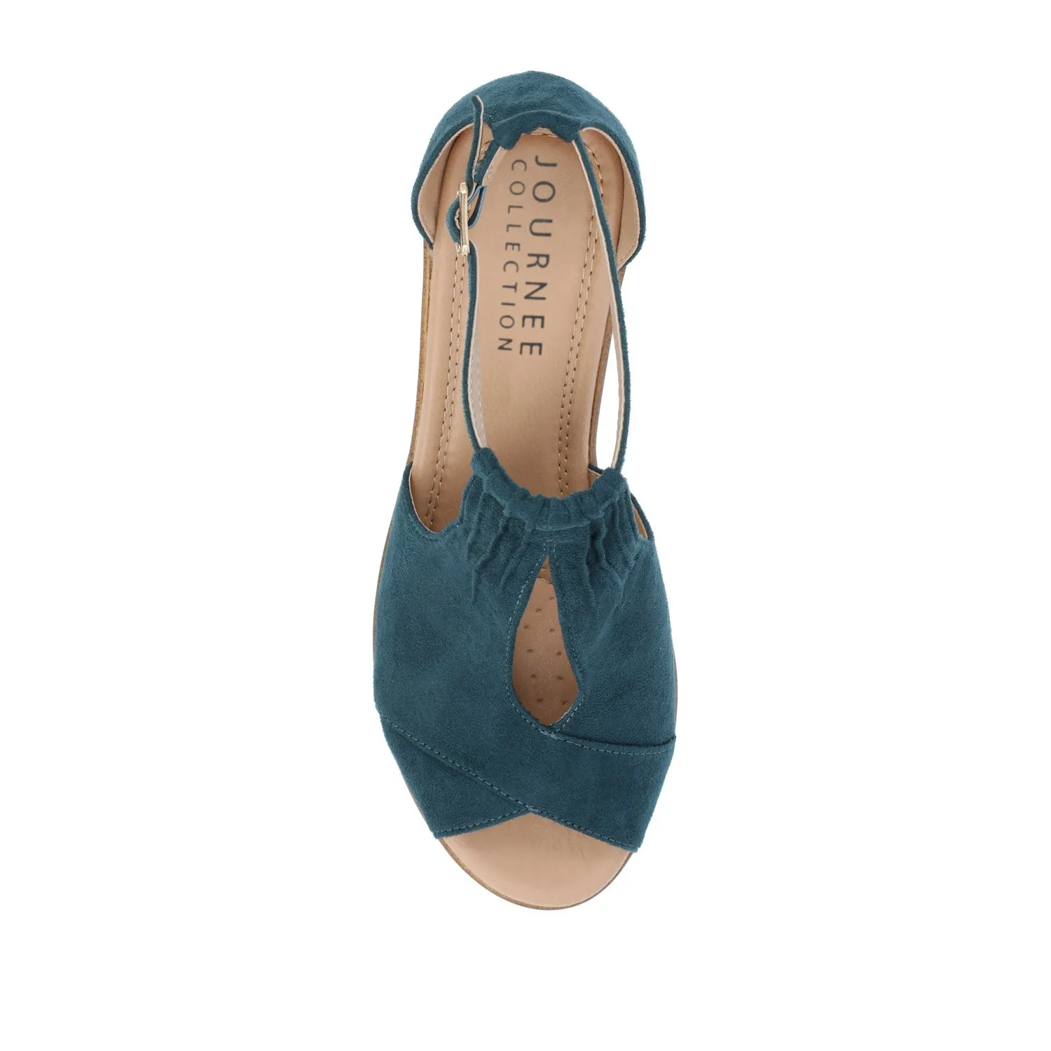 KEDZIE WEDGE HEELED SANDALS IN FAUX SUEDE - Blue Faux Suede sold by Journee Collection product image thumbnail 5