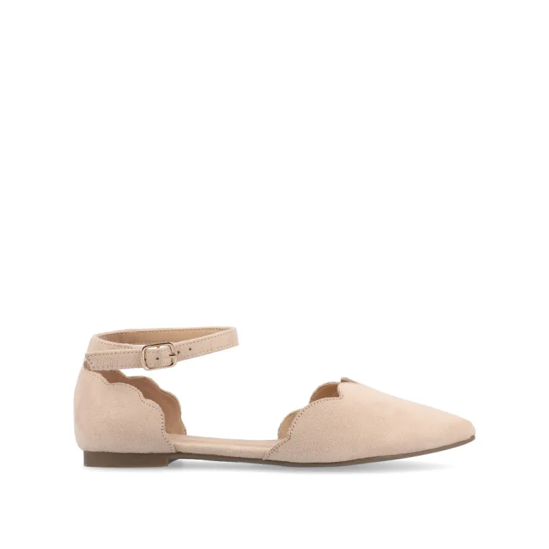 LANA SCALLOPED D'ORSAY FLAT IN FAUX SUEDE - Nude sold by Journee Collection