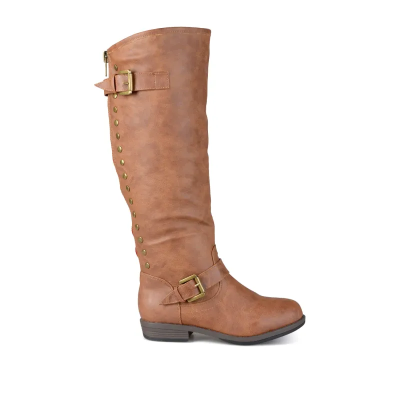 SPOKANE RIDING BOOTS IN X-WIDE CALF - Chestnut sold by Journee Collection