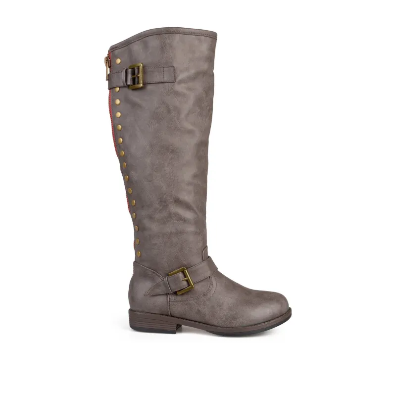 SPOKANE RIDING BOOTS IN WIDE CALF - Taupe sold by Journee Collection
