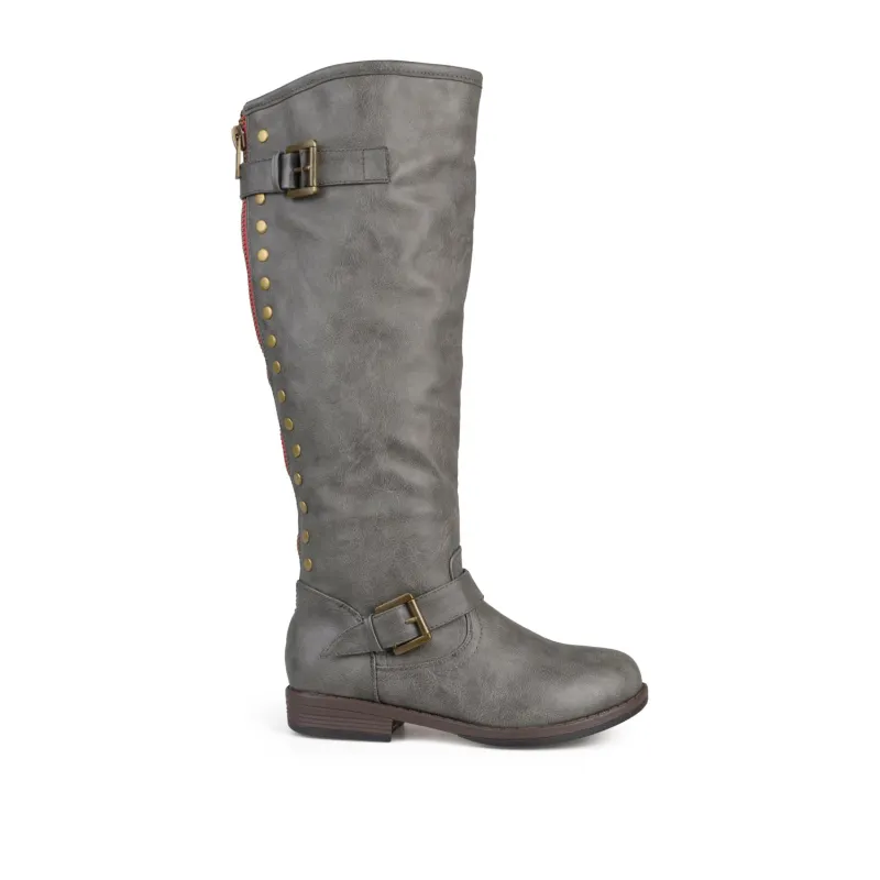 SPOKANE RIDING BOOTS IN WIDE CALF - Dark Grey sold by Journee Collection