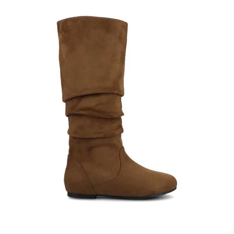JAYNE KNEE HIGH BOOTS IN VEGAN LEATHER - Brown Faux Suede sold by Journee Collection