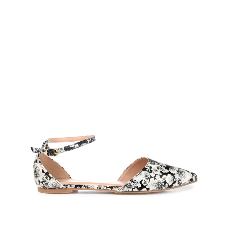 REBA D'ORSAY FLATS IN VEGAN LEATHER - Black Floral sold by Journee Collection