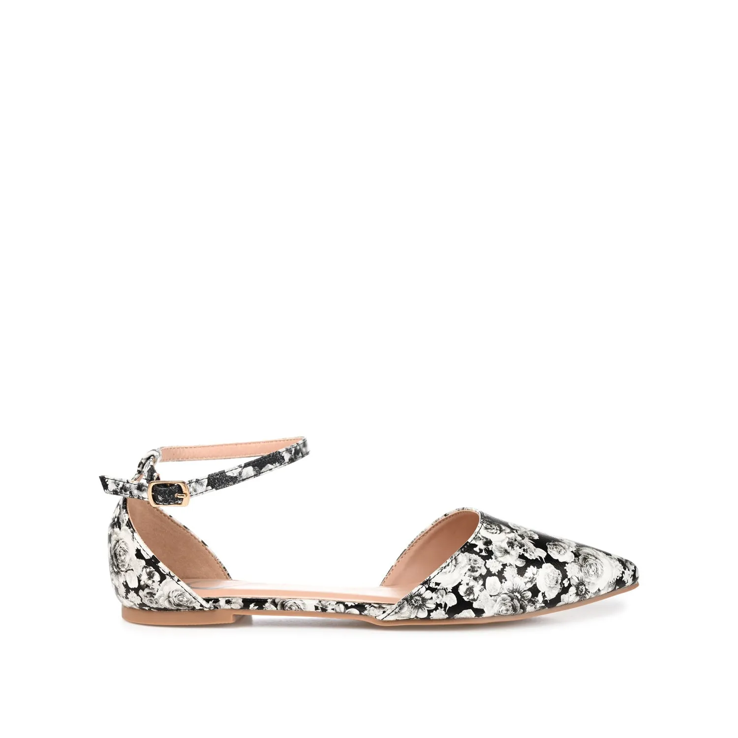 REBA D'ORSAY FLATS IN VEGAN LEATHER - Black Floral sold by Journee Collection