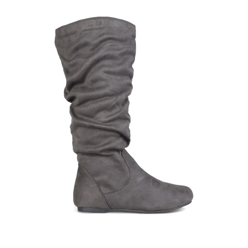 REBECCA KNEE HIGH BOOTS IN FAUX SUEDE - Grey sold by Journee Collection