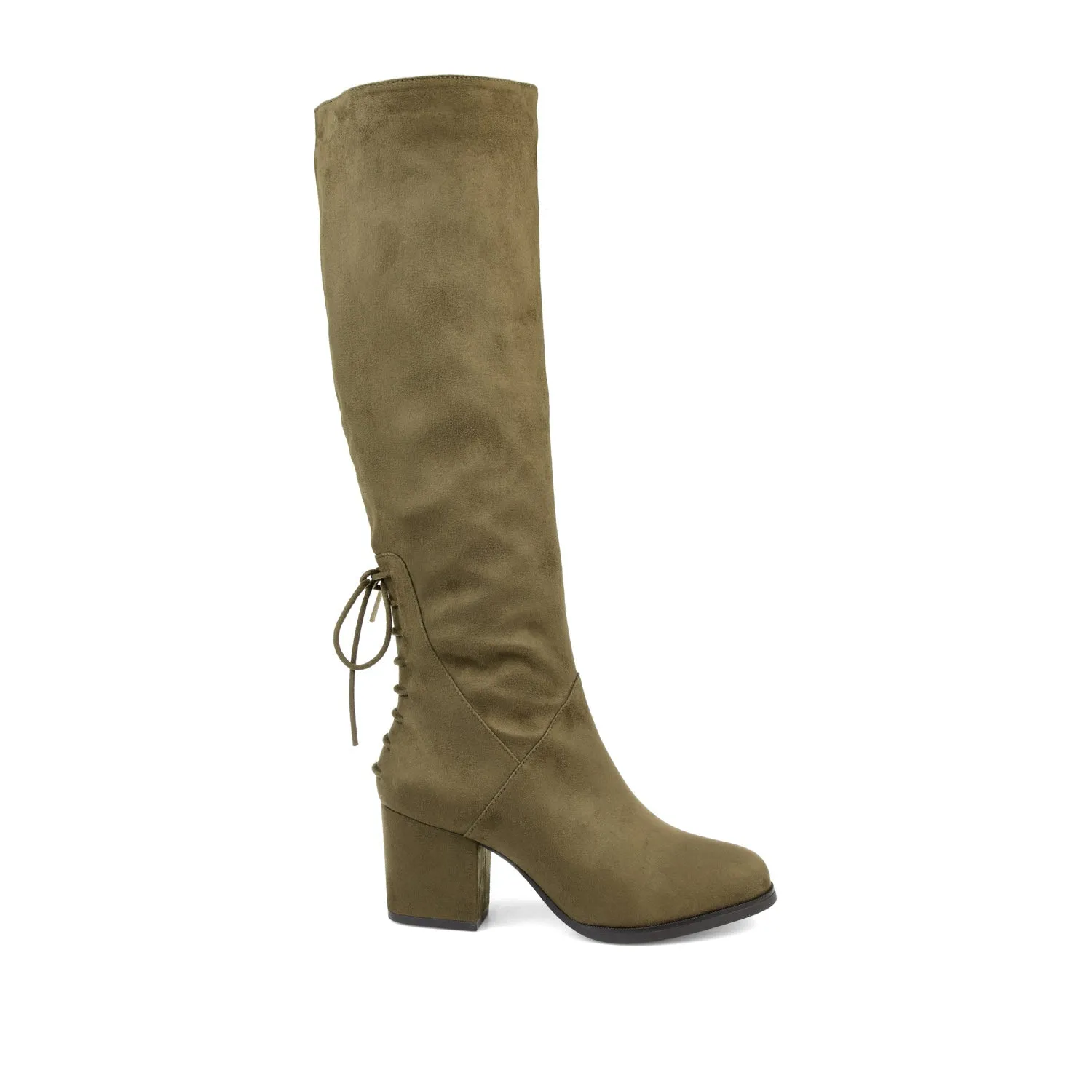 LEEDA KNEE-HIGH BOOTS IN FAUX SUEDE - Olive sold by Journee Collection